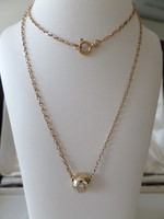 Yellow gold brilles slider pendant with chain / neck blue