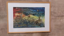 (K) Kelemen Pál's surreal painting with a 51x37 cm frame