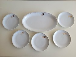 Régi Alföldi porcelán aranyvirág mintás süteményes kínáló 6 db