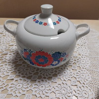 Retro bella, plain porcelain soup bowl with canteen pattern