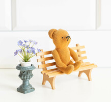 Vintage mini garden bench - doll furniture, dollhouse accessory, miniature