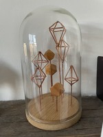 Maisons du monde modern wood-metal geometric decoration under a glass cover