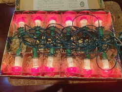 Retro karácsonyi Zlatokov gombás fényfűzér izzósor dobozában közel hibátlan állapotban