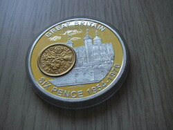 England 6 pence 54 gr 50 mm commemorative coin in a closed capsule large coin