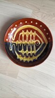 Hmvh majolica plate with a fish motif