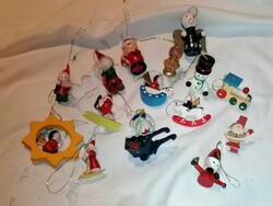 Old, 15-piece hand-painted wooden Christmas tree decoration 61.