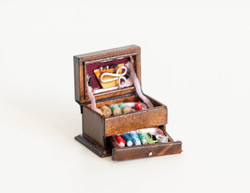 Vintage mini sewing box - doll furniture, dollhouse accessory, miniature, toy - sewing machine accessory