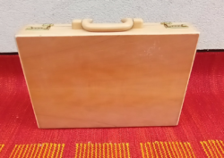Vintage amiet wood briefcase with 3-digit code and pockets. Negotiable!