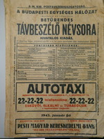 Telefonkönyv 80 éves ritkaság 1943 évi kiadás