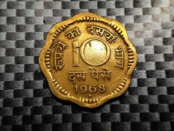 India 10 paisa, 1968 mint mark 