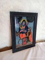 Antique church glass painted picture