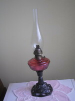 Old table kerosene lamp with cast iron base
