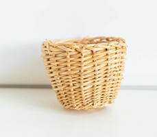 Vintage mini basket - doll furniture, doll house accessory, miniature, toy