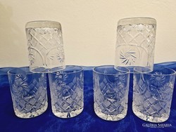Ajka crystal, richly polished, whiskey glass set, 6 pcs