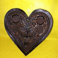 Huge heart, folk motif, wax gingerbread mold, baking mold, mold, or wall decoration.