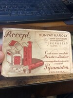 Runyai Károly poroszlói gyógyszertári boritékja az 1900-as évek elejéről