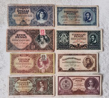 Inflációs pengő sor 1945/46-ból: 500-tól 1 milliárdig (VF-F) | 8 darab bankjegy