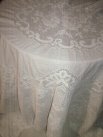 Dreamy antique lace inset and bottom curtain / bedspread