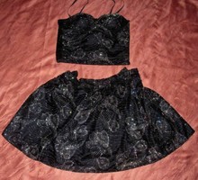 Black velvet shiny skirt with bra top prestige