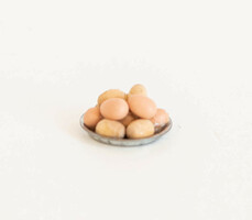 Vintage mini tálca tojásokkal - bababútor, babaházi kiegészítő, miniatűr, konyha