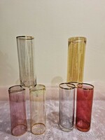 Retró színes üveg csőpohár készlet 6db