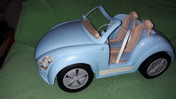 Cool blue mattel barbie vw beetle car convertible + toy doll with blonde hair according to the pictures bk34