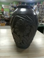 Retró fekete kerámia váza