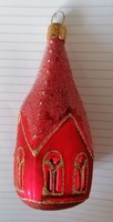 Glass Christmas tree decoration red house