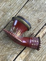 Antique glazed red earthenware pipe, marked