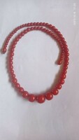 Old cherry-colored Polish jewelry, women's vintage necklace