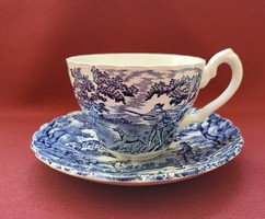 The hunter by myott English porcelain blue scene coffee tea set cup saucer plate hunting dog
