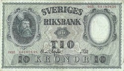10 kronor korona 1950 Svédország
