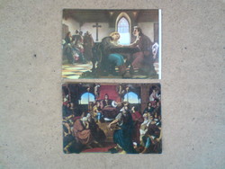 Old painting postcards 2 pcs. (Paintings on a postcard)