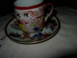 Old Geisha oriental coffee eggshell porcelain cup and plate