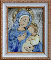 Margit Fehér: Madonna - fire enamel - framed 32x22cm - artwork 25x15cm - 23/860