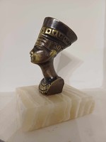 Copper pharaoh head figure on an alabaster base
