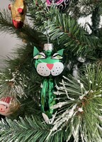 Karácsonyfadísz- Cseh nosztalgia macska /üveg/