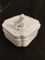 Ceramic box with a reclining female figure