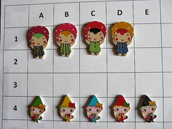 Little girl, elf button, wooden button from the collection for clothes, bags, scrapbooking