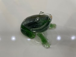 Kumela Finnish blown glass leaf frog crystal figure sculpture