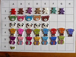 Teddy bear buttons, wooden buttons from the collection for clothes, bags, scrapbooking