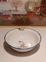 Retro Bonyhád enamel children's plate with a fishing scene