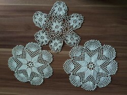 3 old circular very beautiful crocheted lace tablecloths in one