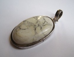 Large silver pendant with howlite