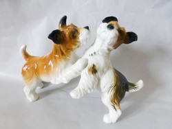 Beautiful pair of Karl Ens porcelain dogs, playing terrier puppies