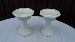 Pair of white ceramic candle holders