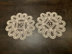 Large flower-shaped old lace tablecloth 2 pieces in one