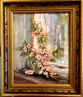 Spring in the window - contemporary painting