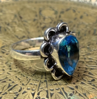925 Silver ring with blue topaz stone size 7 (17 mm diameter) Indian silver ring