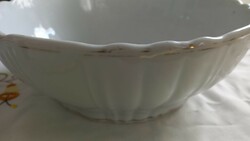 Czech porcelain, white soup bowl with gold rim, large bowl (mcp, Czechoslovakia, Czechoslovakia)